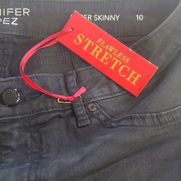 Jlo- Womens Black embroidered Skinny Jeans Mid rise Stretchy Sz.10 - Picture 4 of 6